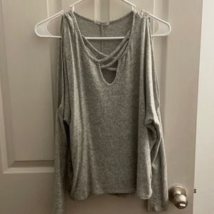 Sweater - slits in the arms / shoulder. V neck with cross. Super soft
